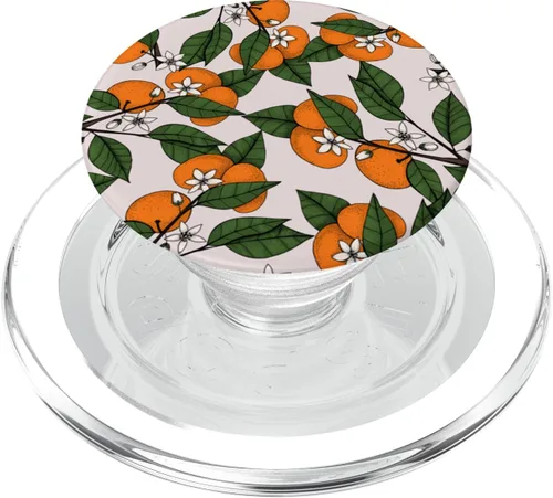 Vista 8 de PopSockets con diseño botánico de Clementine en rama naranja estético