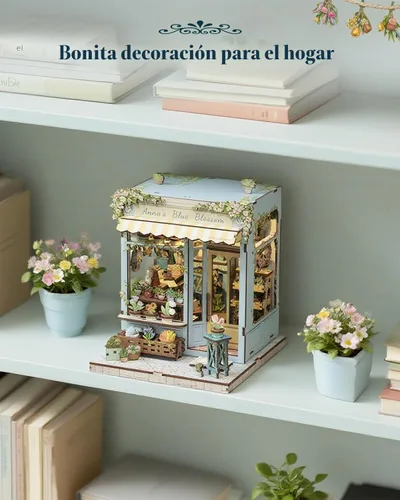 Vista 7 de Cutefun - Kit de rincón de libros - Kit de casa en miniatura DIY para adultos y adolescentes, kit de rompecabezas de madera 3D en miniatura con LED