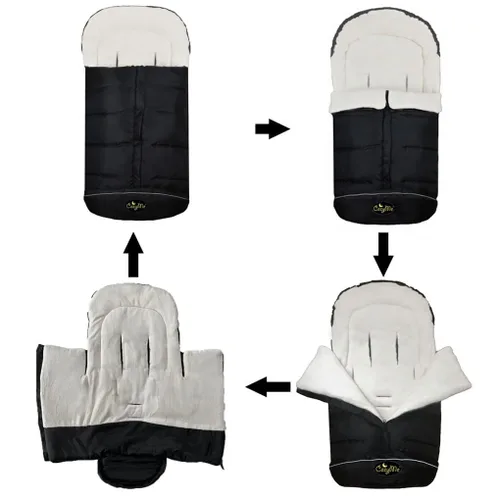 Vista 5 de CozyMe Saco de dormir universal para cochecito de bebé 3 en 1 para invierno, impermeable, con funda para pies ajustable en Negro