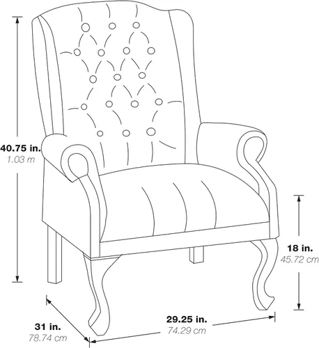 Vista 2 de Sillón clásico de oficina con brazos sólidos, respaldo alto, Metal Madera, Marrón