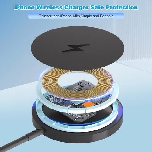 Vista 5 de Cargador inalámbrico magnético para iPhone 17 16, paquete de 2 cargadores inalámbricos de 6 pies de carga rápida y segura con bloque de carga USB C