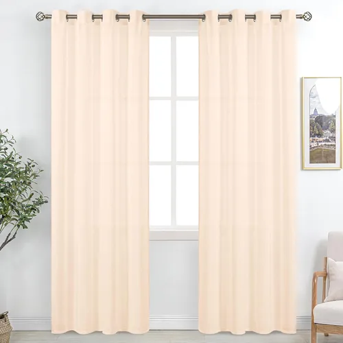 Vista 47 de BGment Cortinas cortas de lino transparente de 40 pulgadas para cafetería, con ojales, filtrado de luz, semitransparentes para ventanas pequeñas