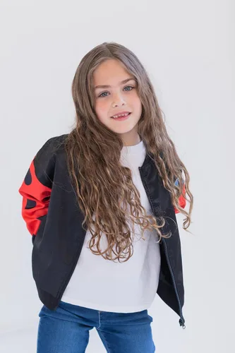 Vista 2 de Miraculous Chaqueta bomber con cremallera para niñas Ladybug, Rojo/Negro