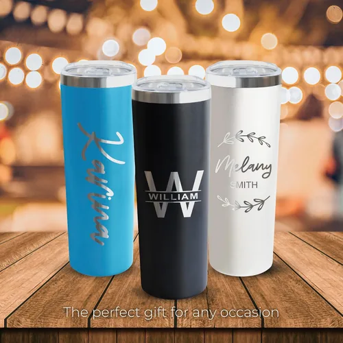 Vista 6 de Vaso aislado personalizado de 20 onzas con tapa, termo personalizado con recubrimiento de polvo de metal delgado para mujeres y hombres, regalo