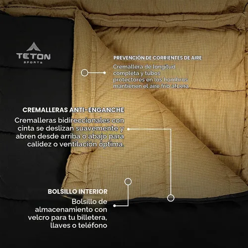 Vista 5 de TETON Sports Deer Hunter Sleeping Bag, Warm and Comfortable Camping Sleeping Bag, Teton Tough Canvas Shell for Camping, Hunting, and Cold Weather