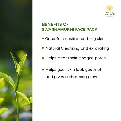 Vista 6 de Kerala Ayurveda Swarnamukhi - Paquete facial de 1.7 onzas, mezcla de loto y azafrán, exfoliante suave para la piel, fomenta el brillo saludable