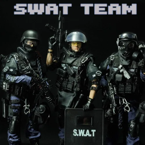 Vista 6 de YEIBOBO! Figura de acción de equipo SWAT de las Fuerzas Especiales, altamente detallada de 12 pulgadas (ASSUALTER)