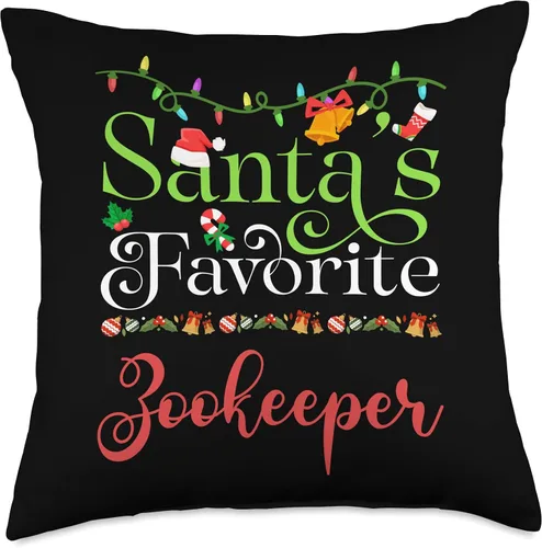 Vista 4 de Santa's Worker Holiday Threads Santas Favorite Zookeeper Holiday Top Elf Profession Throw Pillow, 16x16, Multicolor