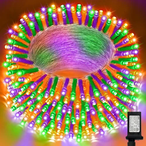 Vista 64 de Guirnalda de 100 luces LED de Pascua de 33 pies enchufables, multicolor pastel, 16 modos de luces parpadeantes, guirnalda de luces impermeables
