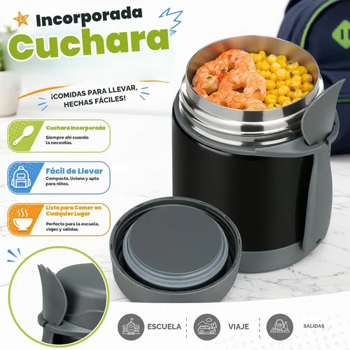 Vista 6 de Howeemo Termo para sopa de 10 oz para alimentos calientes para niños, tarro de almuerzo para niños con cuchara, contenedores aislados, a prueba