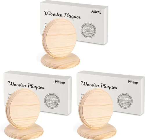 Vista 9 de Pllieay 2 placas redondas de madera de 5 pulgadas para manualidades y decoración del hogar