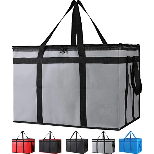 Vista 59 de Bodaon Bolsa de entrega de pizza aislada, 20" x 20" x 8" bolsas calentadoras de pizza para mantener caliente, bolsa aislada para entrega de Negro