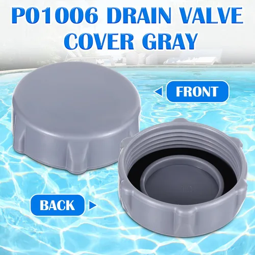 Vista 3 de Tujoe Tapón de válvula de drenaje de repuesto P6H1158 de plástico, compatible con piscinas, modelo P01006, tapa de válvula de drenaje gris