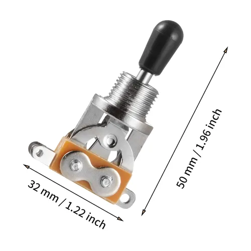 Vista 3 de Randon Interruptor de palanca de guitarra recta corta de 3 vías con tapas de perilla de punta compatible con Gibson Toggle Les Paul Electric Guitars