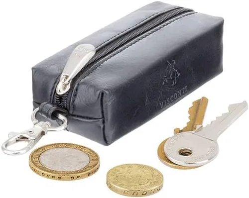 Vista 4 de Visconti MZ18 Monza - Llavero de piel auténtica con cremallera, Negro -, Visconti Mz18 Monza - Llavero de piel auténtica con cremallera