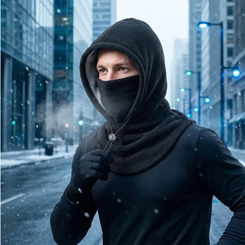 Vista 8 de 3 in 1 Winter Hood Fleece Face Mask & Neck Warmer for Cycling Multicolor 4pc