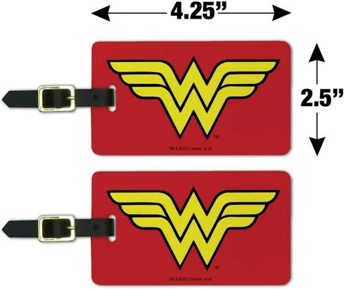 Vista 6 de Wonder Woman - Juego de 2 tarjetas de identificación con logotipo clásico para equipaje de mano