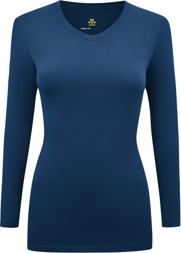 Vista 14 de Natural Uniforms - Camiseta de manga larga con cuello en V para mujer, para usar debajo de la ropa quirúrgica Aguamarina