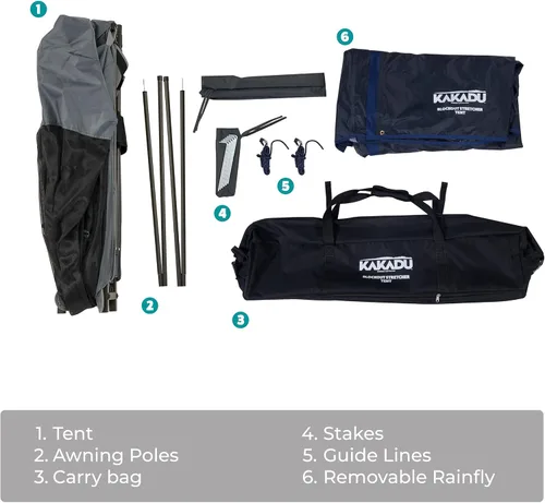 Vista 9 de Kakadu Tienda de Campamento Cuna, para 1 Persona, Configuración Fácil en 1 Minuto, Plegable, Compacta, Tienda Elevada con Toldo Impermeable