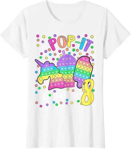 Vista 16 de Let's Pop-it I'm turning 8 Colorful 8th Birthday - Camiseta para niña, Negro