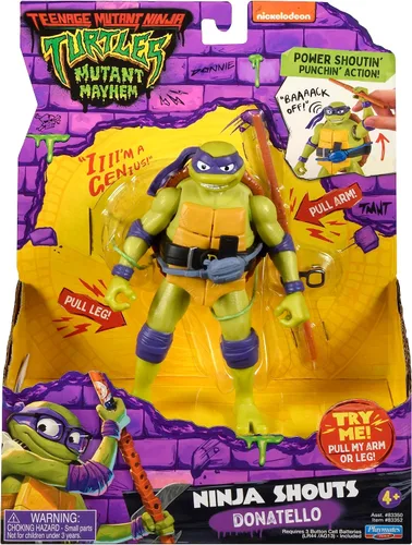 Vista 2 de Teenage Mutant Ninja Tortugas: Mutant Mayhem 5.5" Donatello Deluxe Ninja Shouts Figura por Playmates Toys
