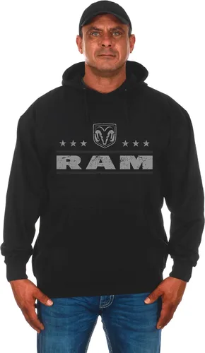 Vista 2 de JH DESIGN GROUP Sudadera con capucha Dodge Ram de 2 caras con la bandera estadounidense para hombre