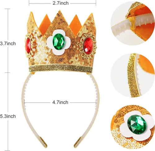 Vista 2 de Pendientes de corona de princesa, guantes, accesorios de disfraz de Halloween