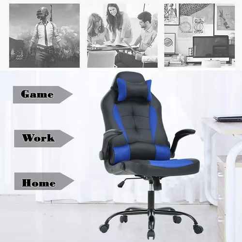 Vista 7 de Silla de videojuegos, escritorio para computadora, sillas de oficina en casa, ergonómica, silla de videojuegos para deportes electrónicos