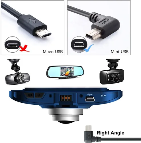 Vista 2 de Mini cable de alimentación USB de 90 grados en ángulo recto (sin transferencia de datos) - USB 2.0 A-macho a Mini-B cable de alimentación