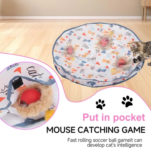 Vista 3 de Pelota de juguete interactiva para gatos, rodante rápido, juguetes automáticos para gatos activados por movimiento, sonido de pájaro simulado