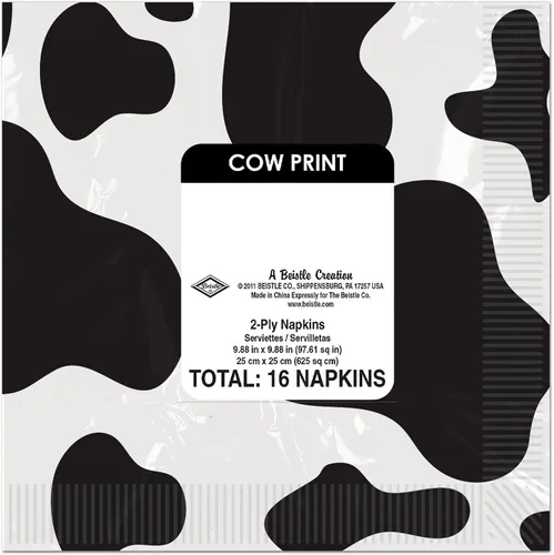 Vista 4 de Beistle Servilletas de bebidas con estampado de vaca para mujer, color negro, blanco, talla única (paquete de 2)