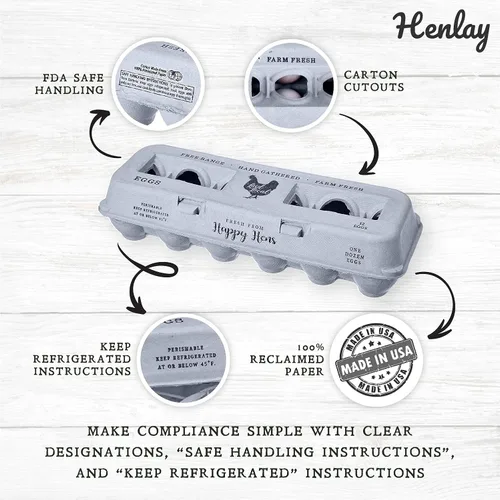 Vista 3 de Cartones de huevos impresos vintage, paquete de 90 cajas de cartón Henlay - Sostiene de forma segura una docena de huevos de pollo pequeños a XL