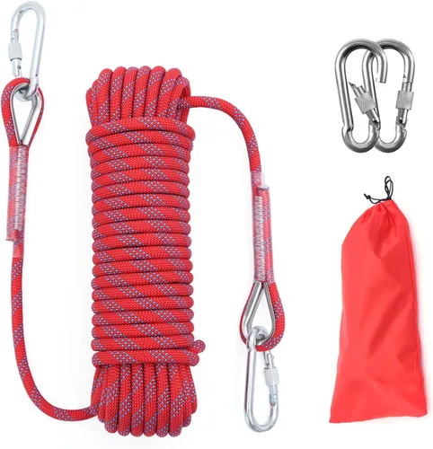 Vista 9 de Cuerda de escalada de 10 mm/12 mm, cuerda de escalada estática al aire libre, cuerda de rapel para árboles, cuerda de escape de nylon
