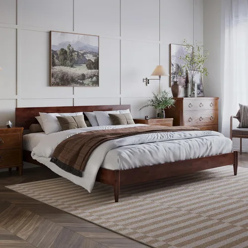 Vista 18 de AFI, Aria - Cama de plataforma moderna de perfil bajo de madera maciza, tamaño individual, color espresso