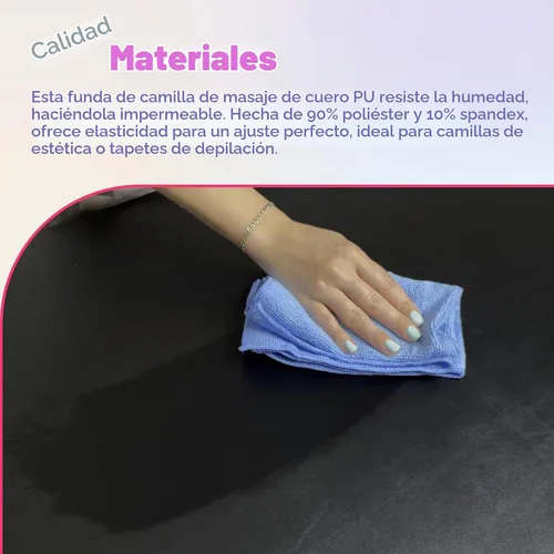 Vista 4 de Funda de cama de pestañas, cubierta impermeable de cuero artificial para mesa de masaje, protector de cera ajustable para cama de esteticista