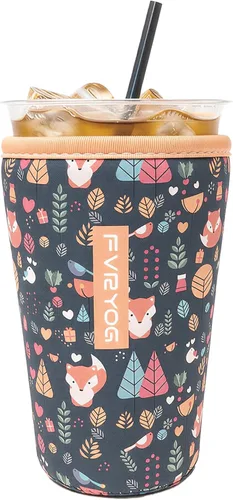 Vista 39 de Fundas de neopreno reutilizables aisladas para café helado, fundas para tazas de café helado, fundas para bebidas heladas y calientes