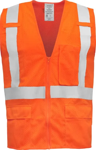 Vista 3 de Ironwear 1284 Class 2 Polyester Safety Vest w/Zipper & Radio Clips