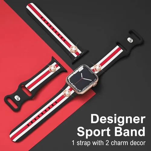 Vista 3 de Banda de diseñador con adornos decorativa compatible con Apple Watch de 38mm 40mm 41mm 42mm 44mm 45mm 46mm 49mm, para mujeres y hombres, pulseras