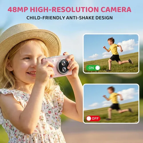 Vista 3 de Cámara digital, 48MP FHD 1080P cámara de apuntar y disparar con zoom de 16x, cámara portátil compacta antivibración para fotografía con tarjeta