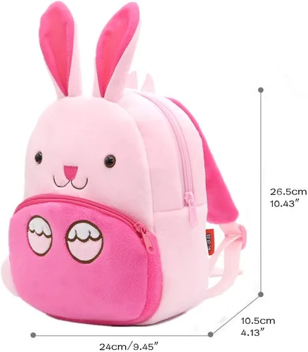 Vista 2 de Ladyzone Mochila para niños pequeños, mochila de animales del zoológico, bonita bolsa de felpa de dibujos animados de 10 pulgadas, bolsa de libro