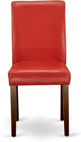 Vista 5 de East West Furniture HLAB5-MAH-72 - Juego de mesa de comedor de 5 piezas, incluye una mesa de comedor redonda con pedestal y 4 sillas tapizadas