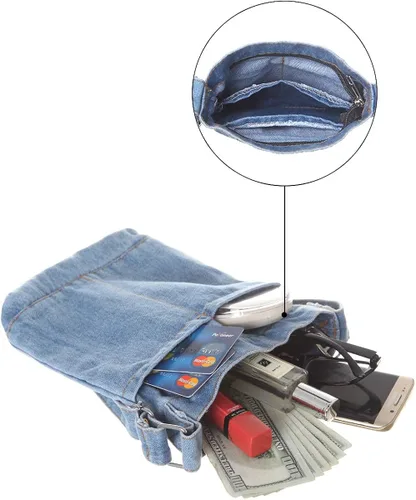Vista 3 de AOCINA Bolso pequeño de mezclilla azul para mujer bolso cruzado para mujer bolso pequeño para adolescentes