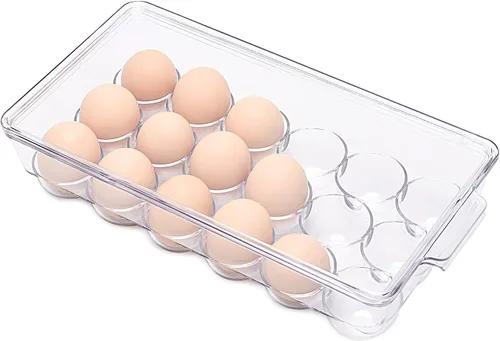 Vista 7 de Soporte para 12 huevos para refrigerador, recipiente transparente para nevera, cocina