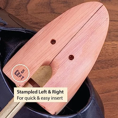 Vista 5 de FootFitter Adjustable Cedar Shoe Trees for Men - Wide-Heel with Brass Knob - USA Grown Cedar Wood