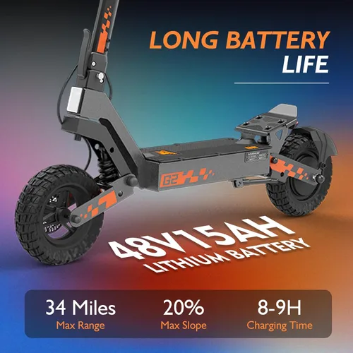 Vista 4 de KUKIRIN - Patinete eléctrico G4/G2 para adultos, rango de 47 millas, motor potente de velocidad de 43 MPH de 2000 W, neumáticos todoterreno de 11