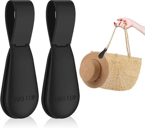 Vista 15 de Clip magnético para sombrero para viajes, 2 soportes de silicona color caqui claro para bolsos, bolsos, equipaje y sombreros de playa, clip
