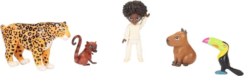 Vista 2 de Disney Encanto JK225581 - Juego de figuras de Antonio + Animales - Antonio Madrigal y 1 Jaguar, 1 Tucán, 1 Capibara y 1 Coati
