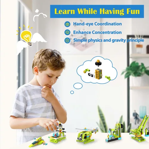 Vista 8 de makerzoid Kit de robot de construcción, más de 370 bloques de construcción educativos, más de 100 modelos, juguete de robot STEM para niños a partir