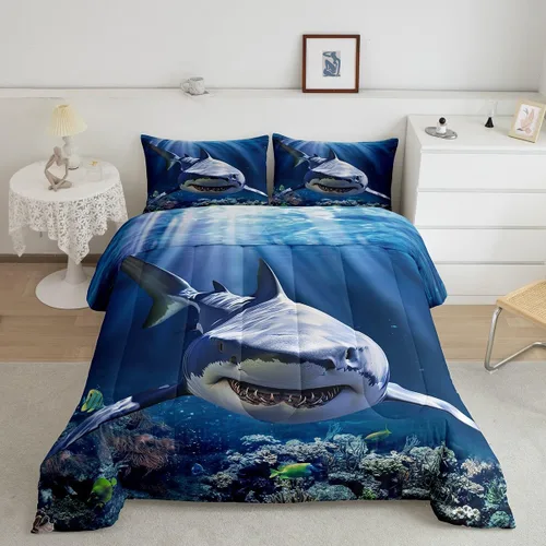 Vista 25 de Erosebridal Juego de edredón tamaño individual de animales del bosque, juego de ropa de cama de oso marrón para niños y niñas, edredón de plumón