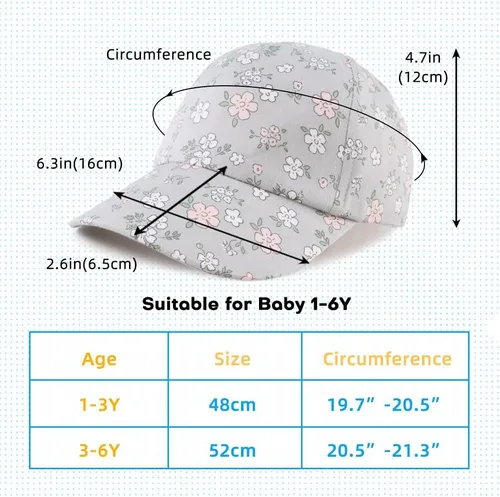 Vista 88 de Peecabe Gorra de béisbol para niños pequeños, unisex, de algodón, ajustable, para bebés, niños, gorra de béisbol para niñas de 1 a 5 años